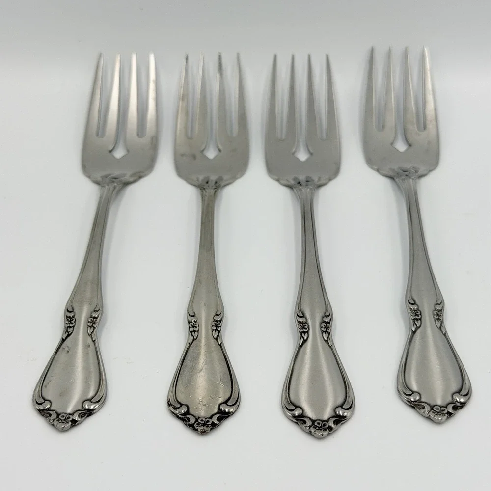 Oneida Chateau Salad Forks Set of 4 Oneidacraft Deluxe Stainless 6.25